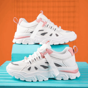 Chunky Women White Vulcanize Sneakers - Pink